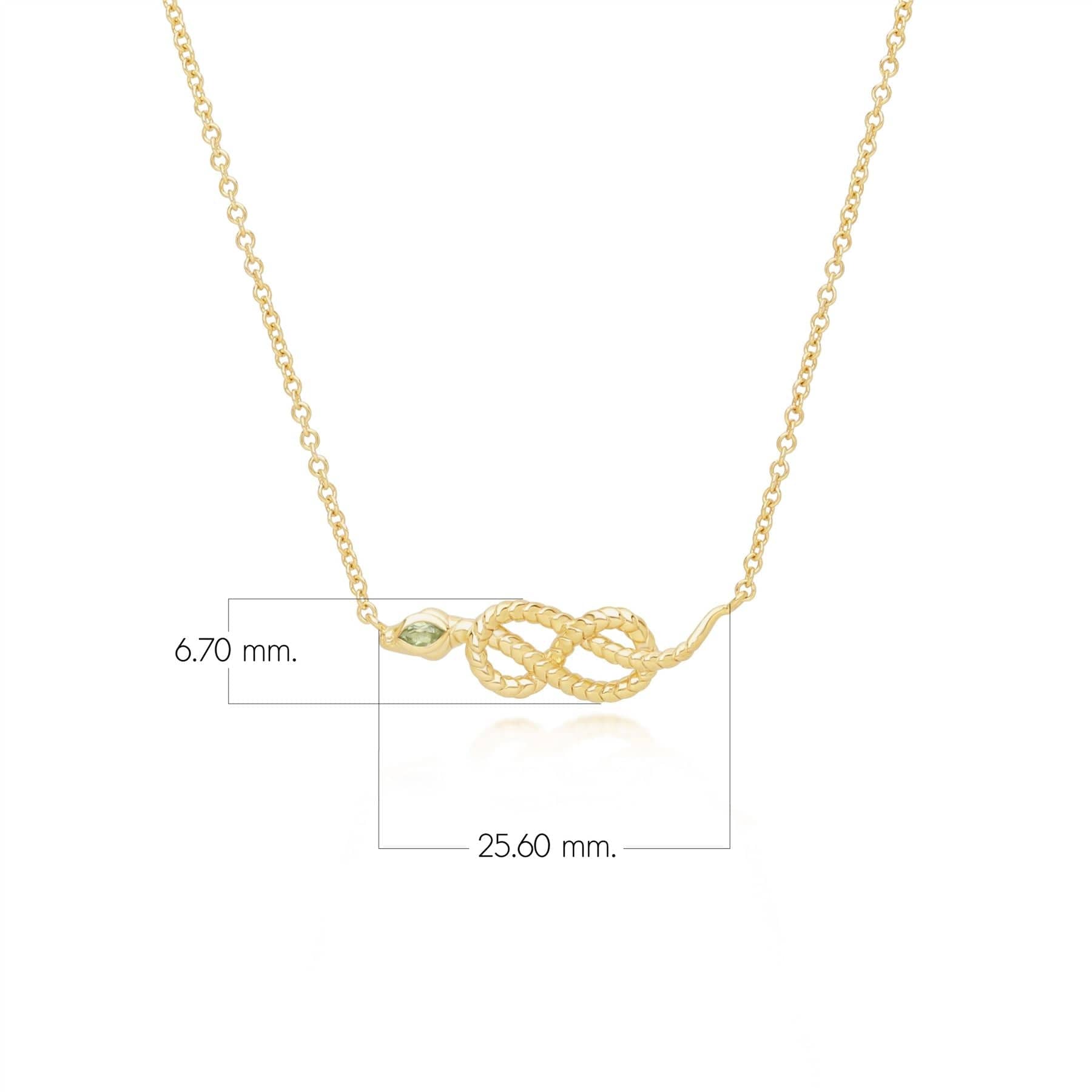 253N365803925 ECFEW™ Peridot Winding Snake Pendant Necklace in Gold Plated Sterling Silver Dimensions