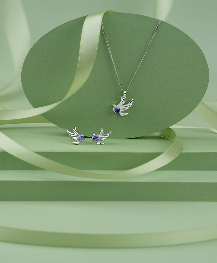 ECFEW™ Creator Amethyst Dove Stud Earrings in Sterling Silver