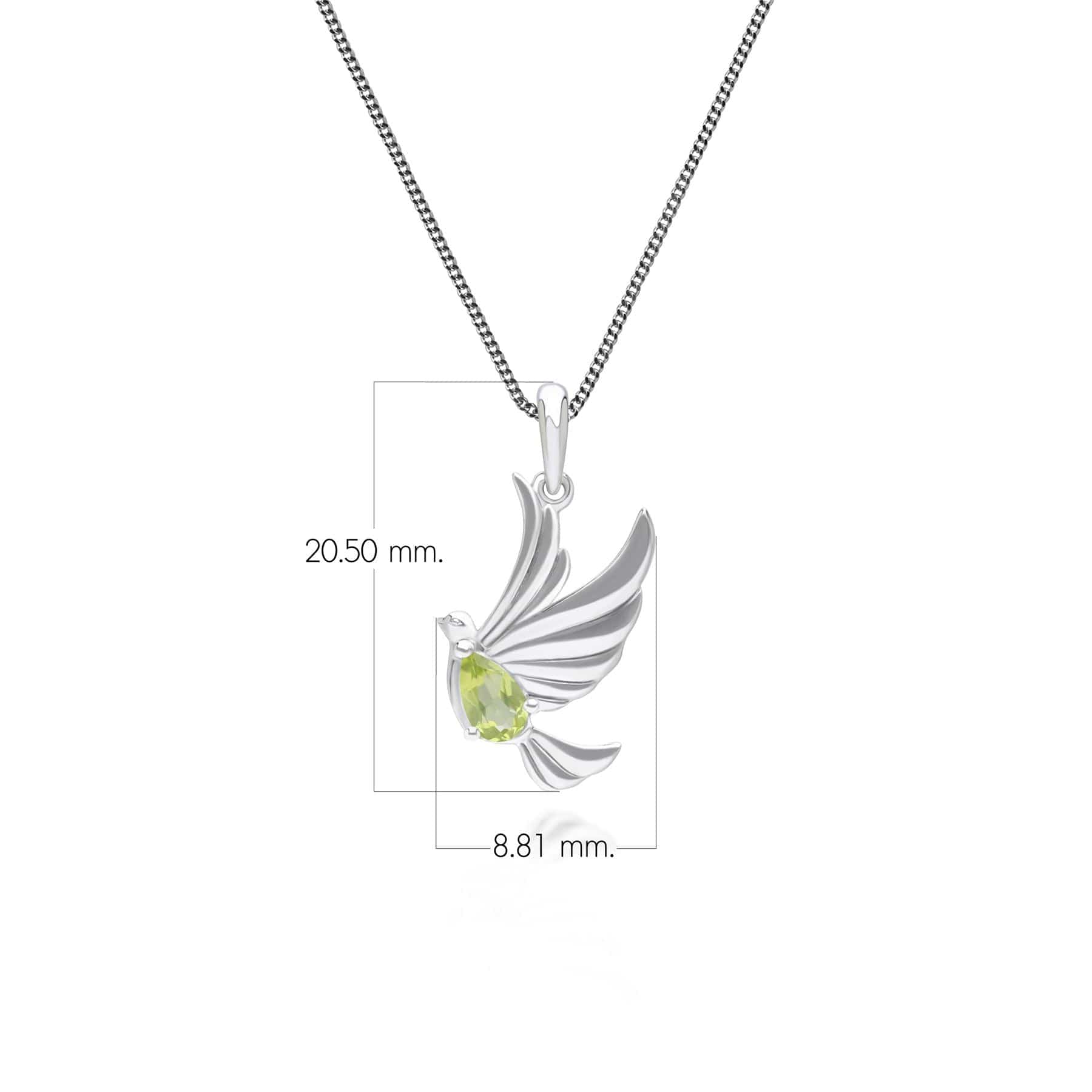253P340904925 ECFEW™ Creator Peridot Dove Pendant Necklace in Sterling Silver Dimensions