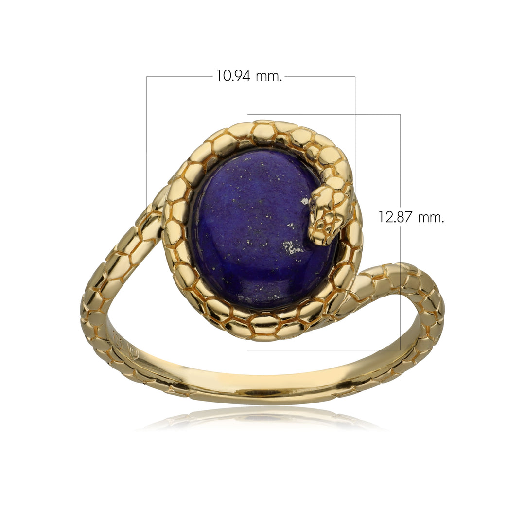 ECFEW™ Lapis Lazuli Winding Snake Ring In Gold Plated Sterling Silver