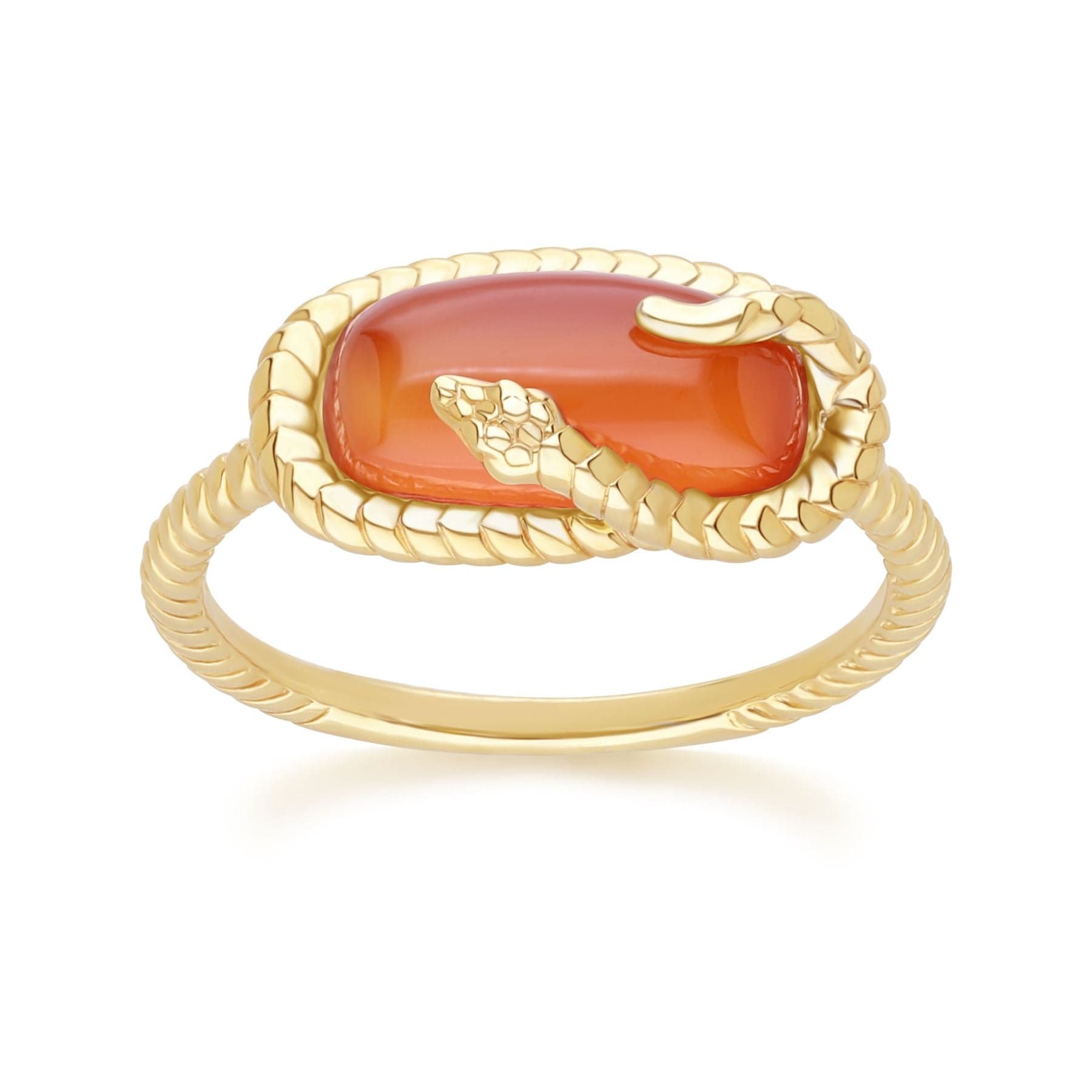 253R723402925 ECFEW Carnelian Snake Ring in Gold Plated Sterling Silver front