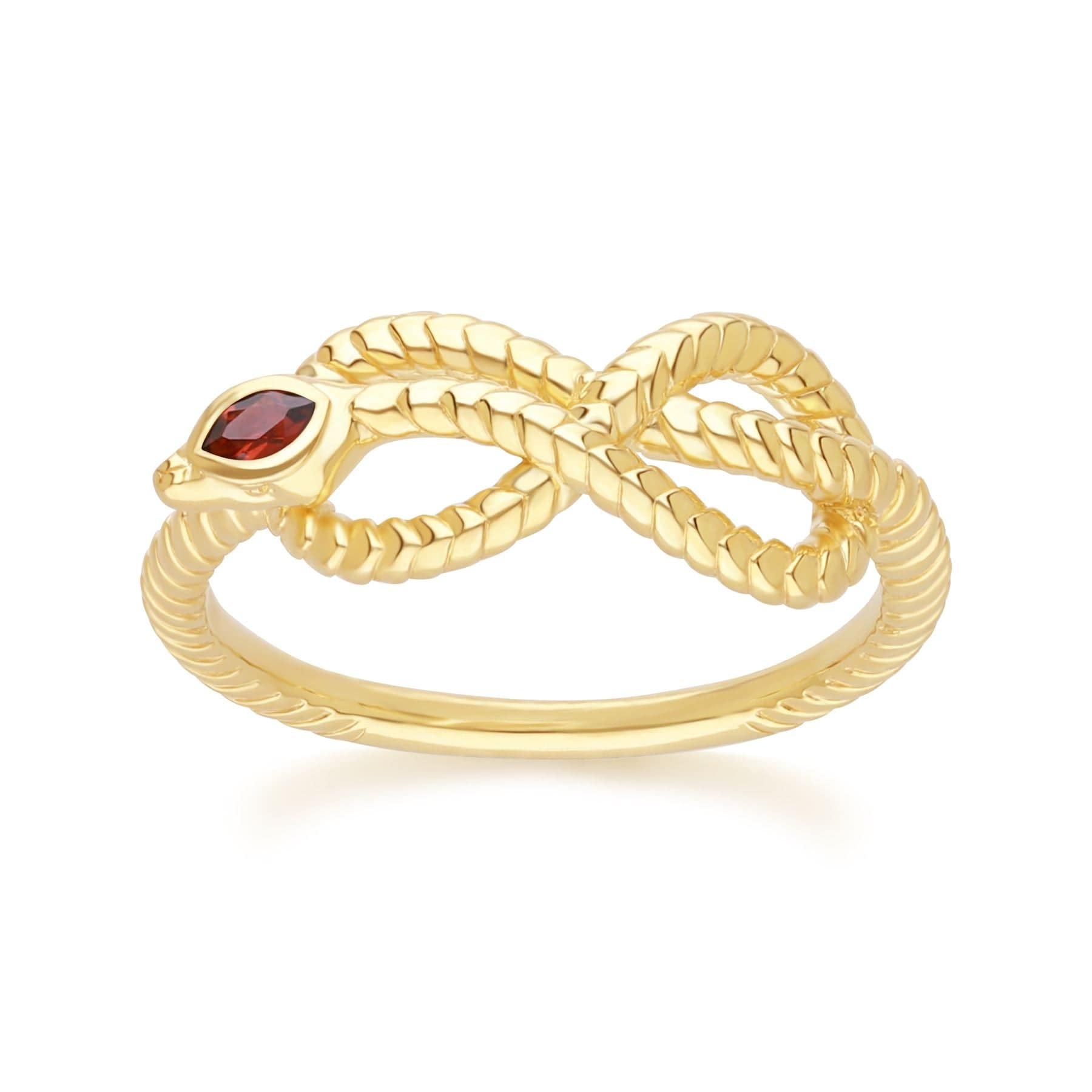 253R723501925 ECFEW™ Garnet Winding Snake Ring in Gold Plated Sterling Silver