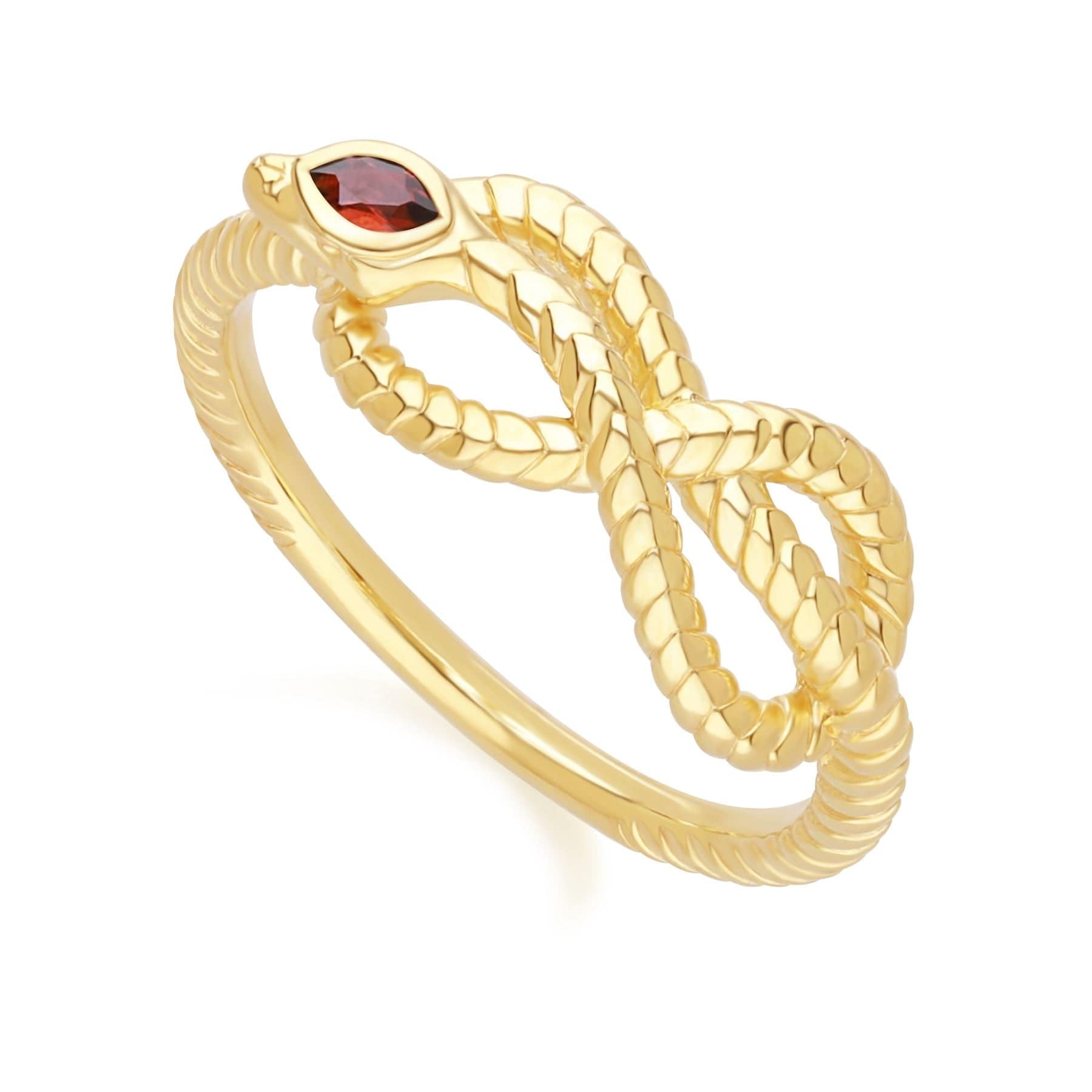 253R723501925 ECFEW™ Garnet Winding Snake Ring in Gold Plated Sterling Silver