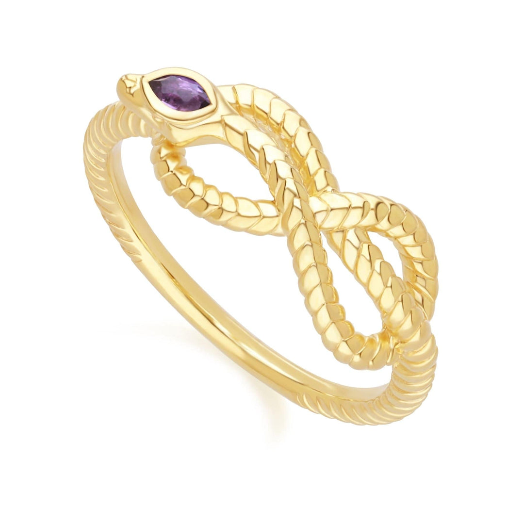 253R723502925 ECFEW™ Amethyst Winding Snake Ring in Gold Plated Sterling Silver