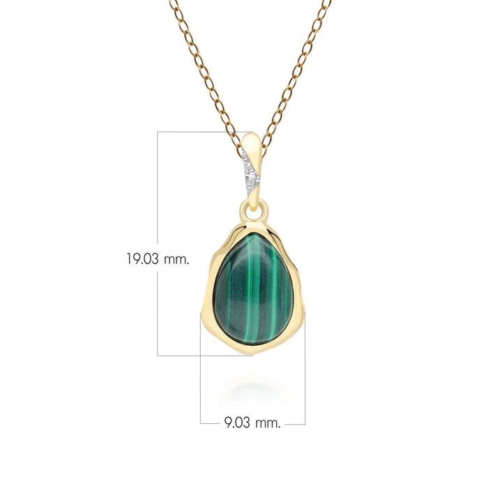 253P335301925 Irregular Malachite & Topaz Pendant In 18ct Gold Plated SterlIng Silver Dimensions