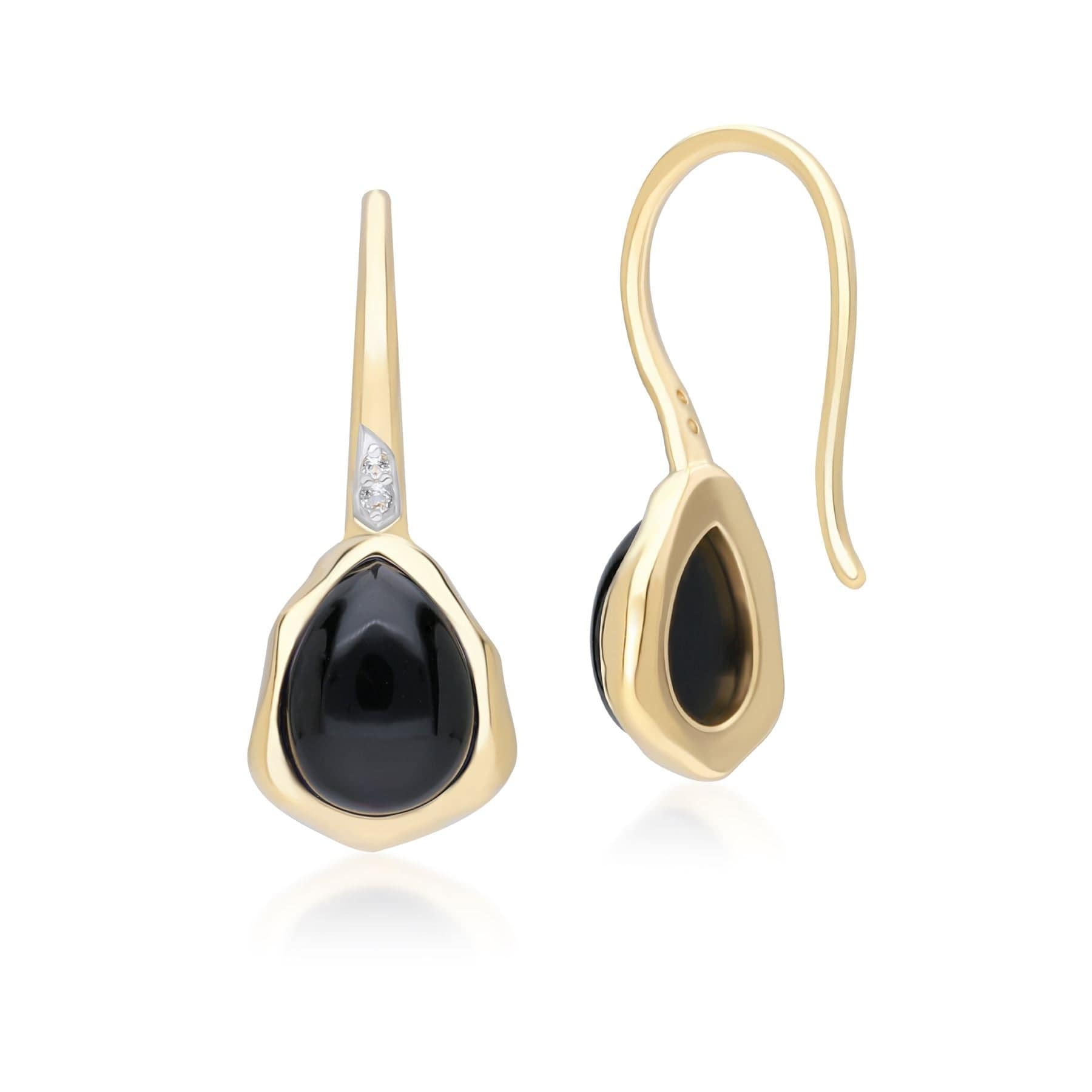 253E418703925 Irregular Black Onyx & Topaz  Drop Earrings In 18ct Gold Plated SterlIng Silver Side