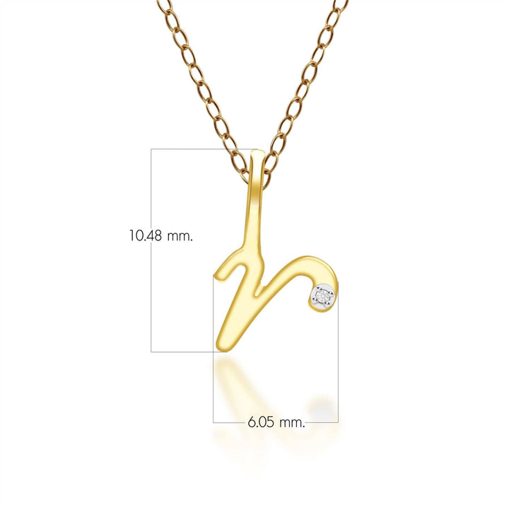191P0789019 Alphabet Letter R Diamond pendant in 9ct Yellow Gold Dimensions