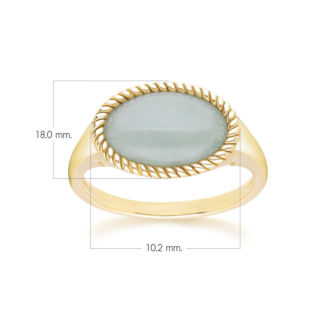 Classic Oval Green Jadeite Ring in 9ct Yellow Gold