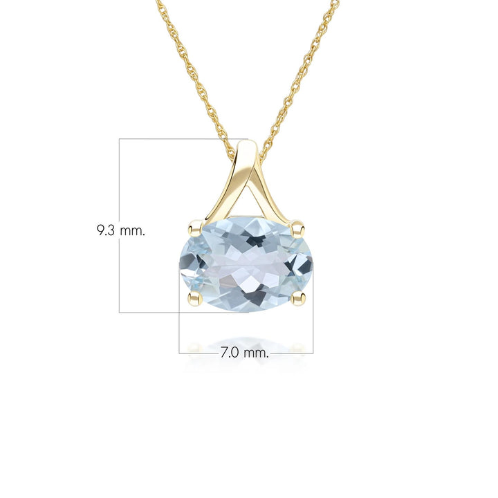 Classic Oval Aquamarine Pendant Necklace in 9ct Yellow Gold 7x5mm