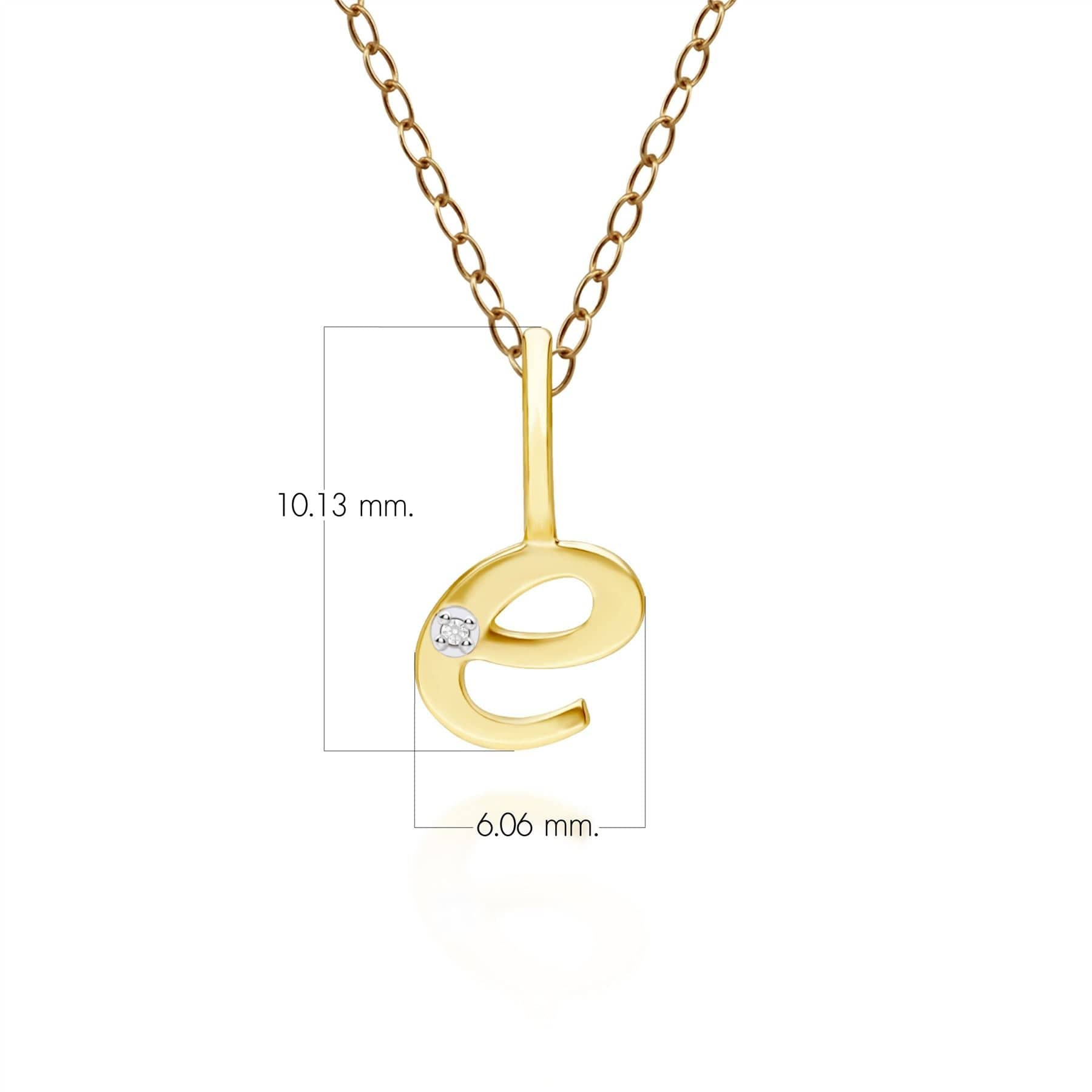 191P0776019 Alphabet Letter E Diamond pendant in 9ct Yellow Gold Dimensions