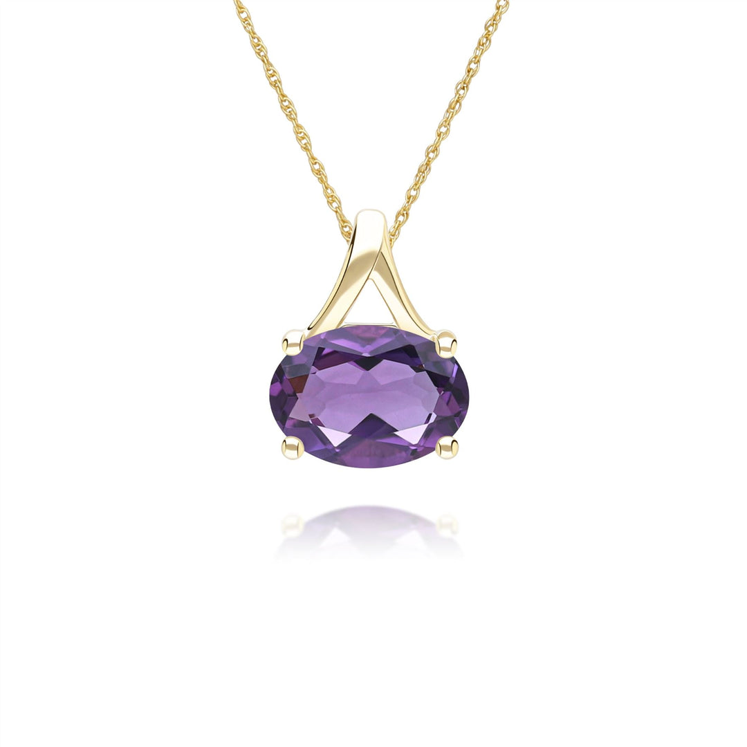 Classic Oval Amethyst Pendant Necklace in 9ct Yellow Gold 7x5mm