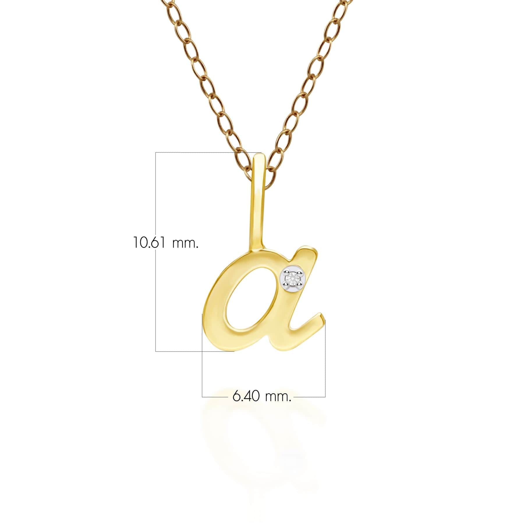 191P0772019 Alphabet Letter A Diamond pendant in 9ct Yellow Gold Dimensions