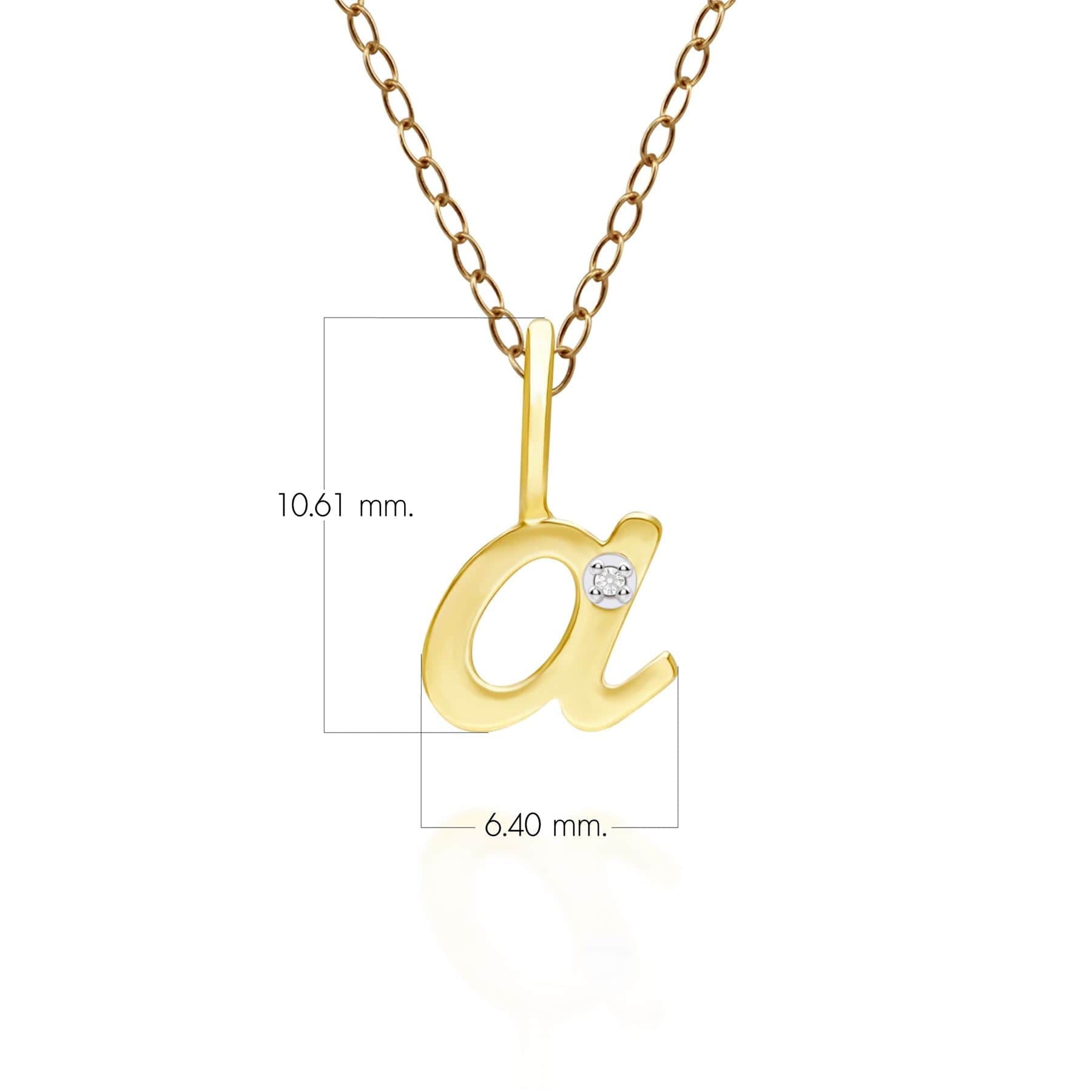 191P0772019 Alphabet Letter A Diamond pendant in 9ct Yellow Gold Dimensions
