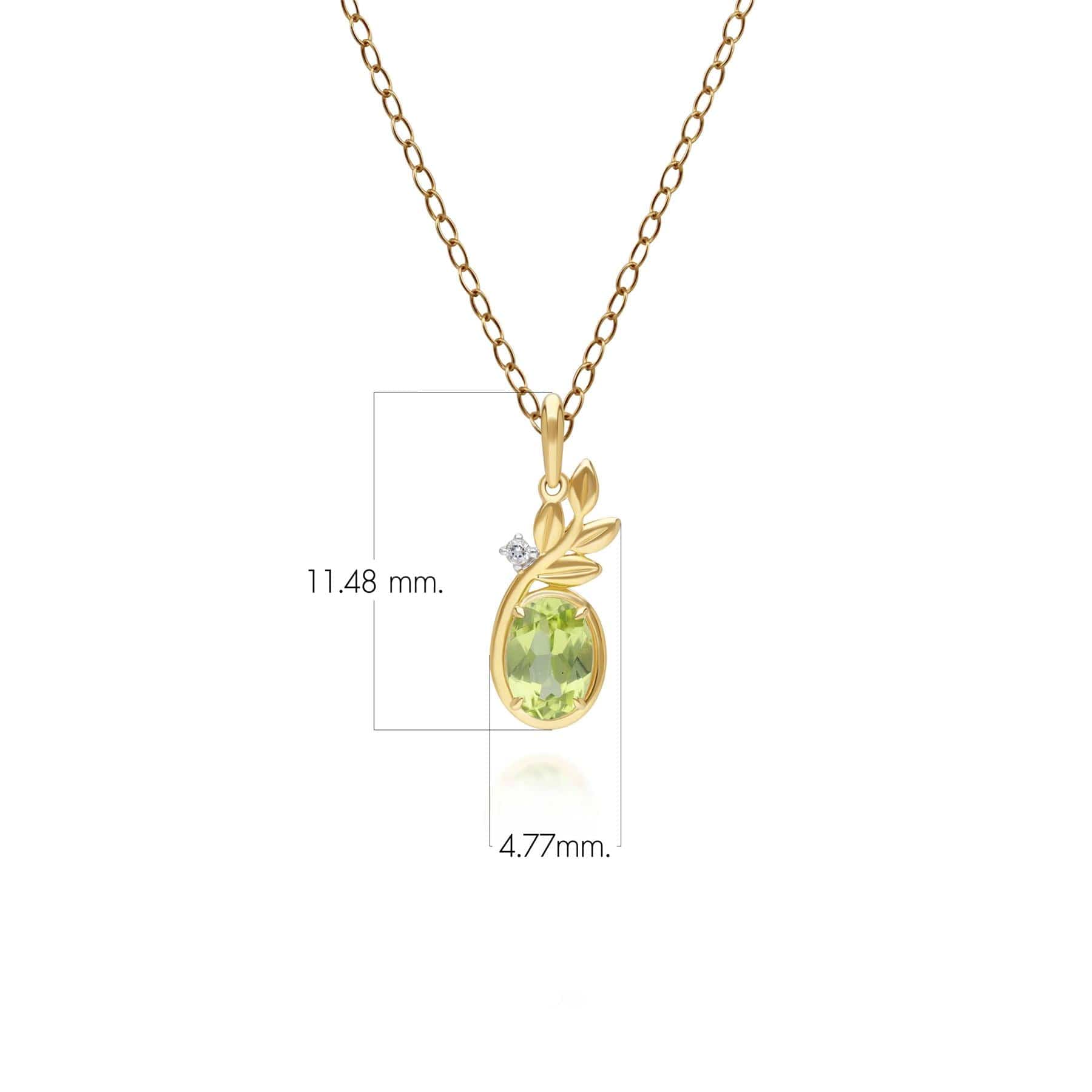 135P2117019 O Leaf Peridot & Diamond Pendant In 9ct Yellow Gold Dimensions