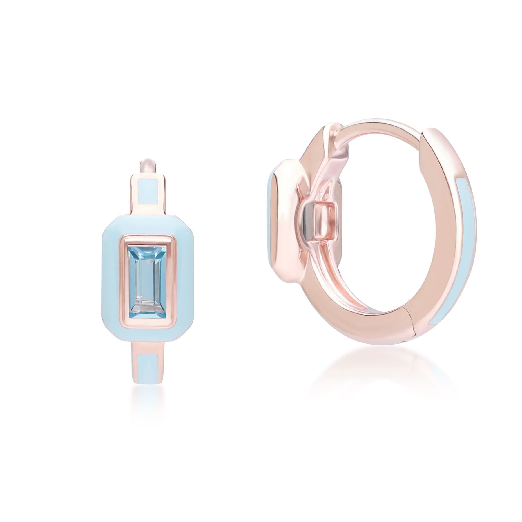 253E418901925 Siberian Waltz Blue Enamel & Swiss Blue Topaz Hoop Earrings In 18ct Rose Gold Plated Sterling Silver Side