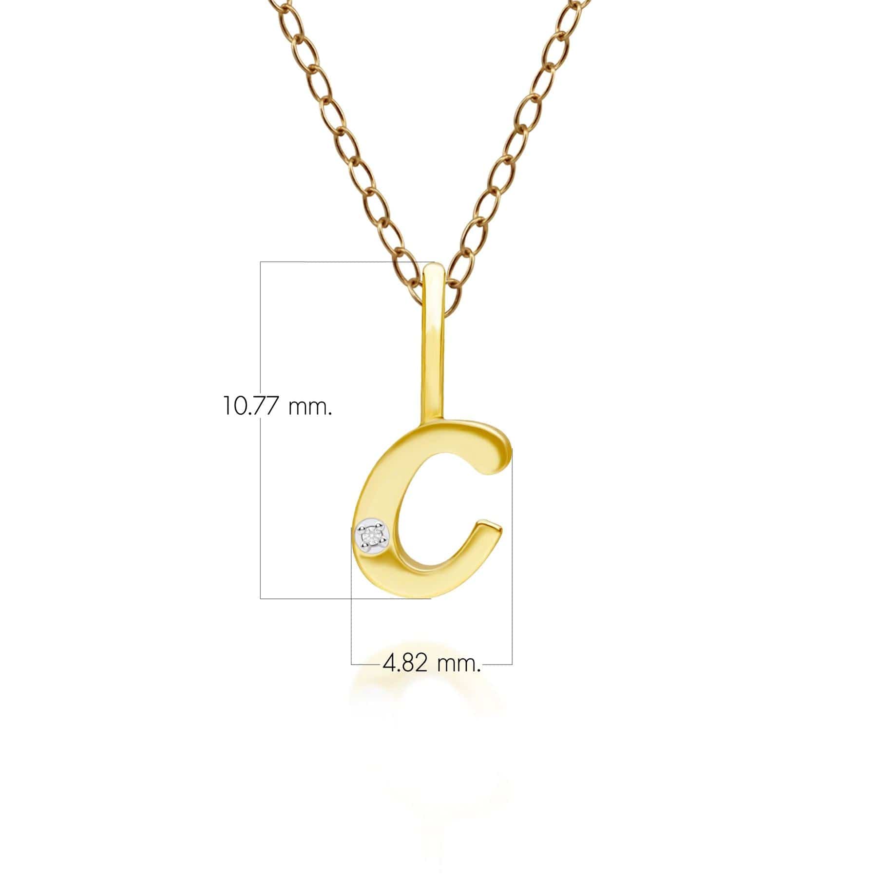 191P0774019 Alphabet Letter C Diamond pendant in 9ct Yellow Gold Dimensions