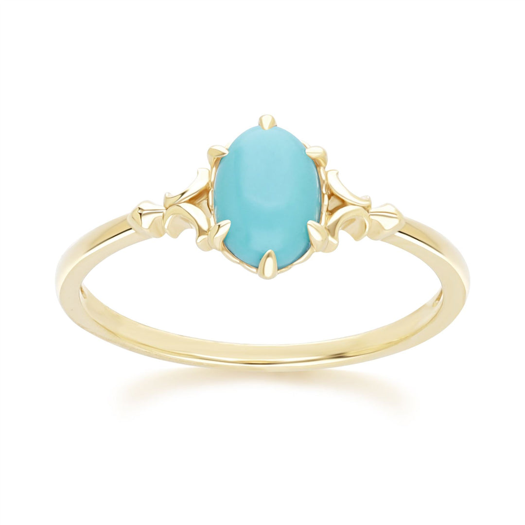Classic Oval Turquoise Ring in 9ct Yellow Gold 7x5mm