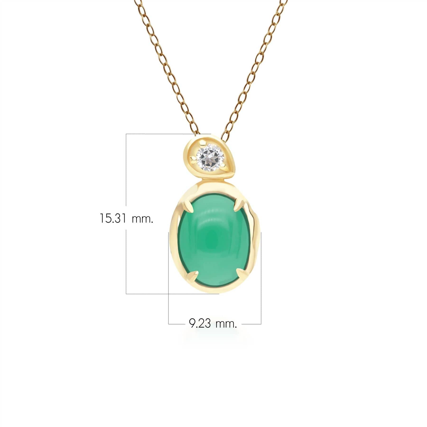 253P335401925 Irregular Oval Dyed Green Chalcedony & Topaz Pendant In 18ct Gold Plated SterlIng Silver Dimensions