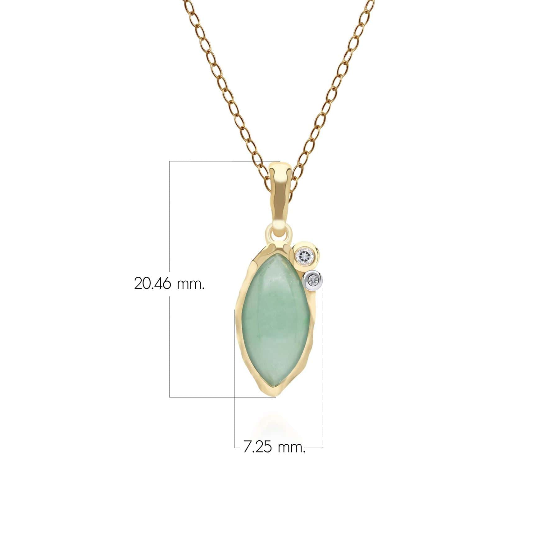 Irregular Marquise Dyed Green Jade & Topaz Pendant In 18ct Gold Plated SterlIng Silver