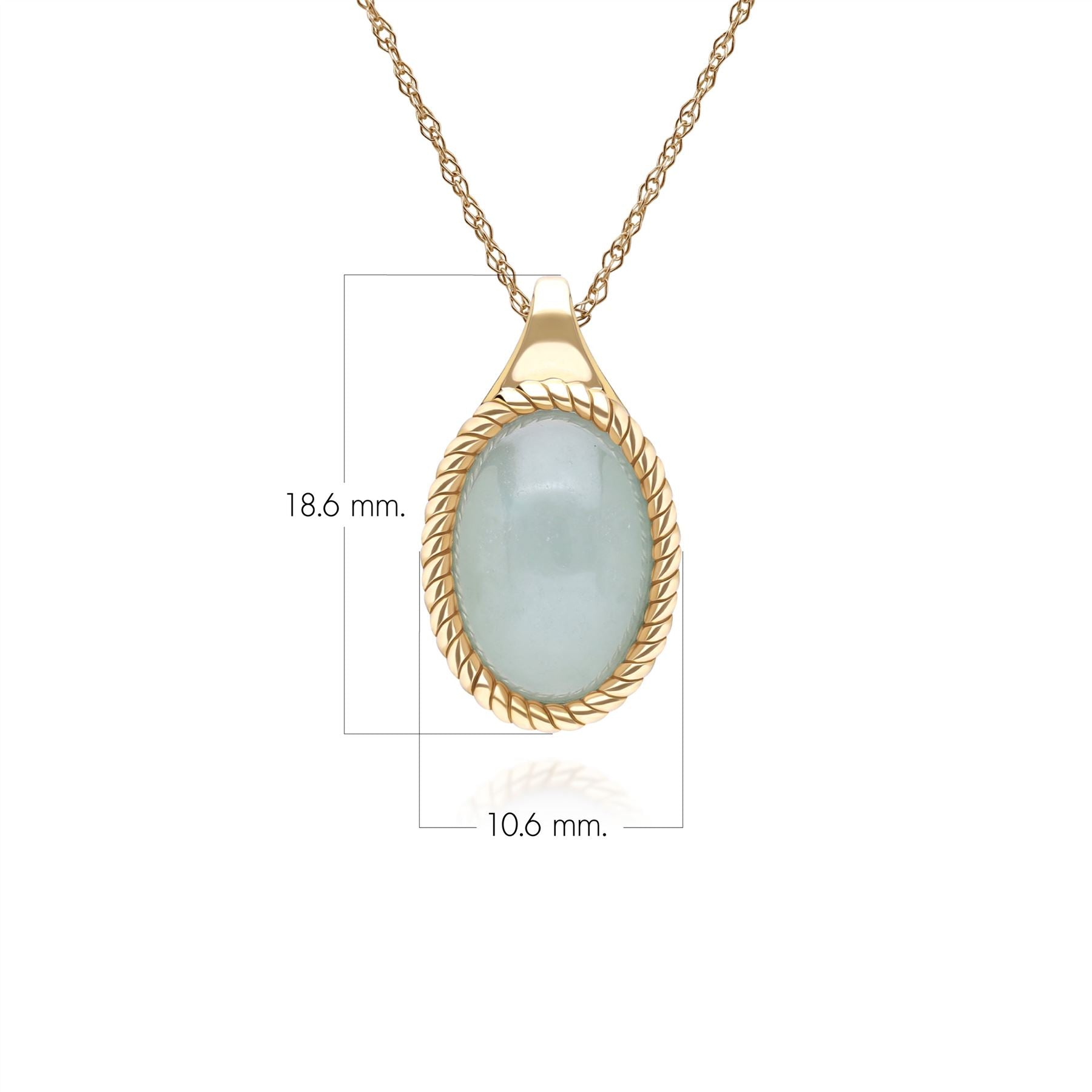 Classic Oval Green Jadeite Pendant Necklace in 9ct Yellow Gold