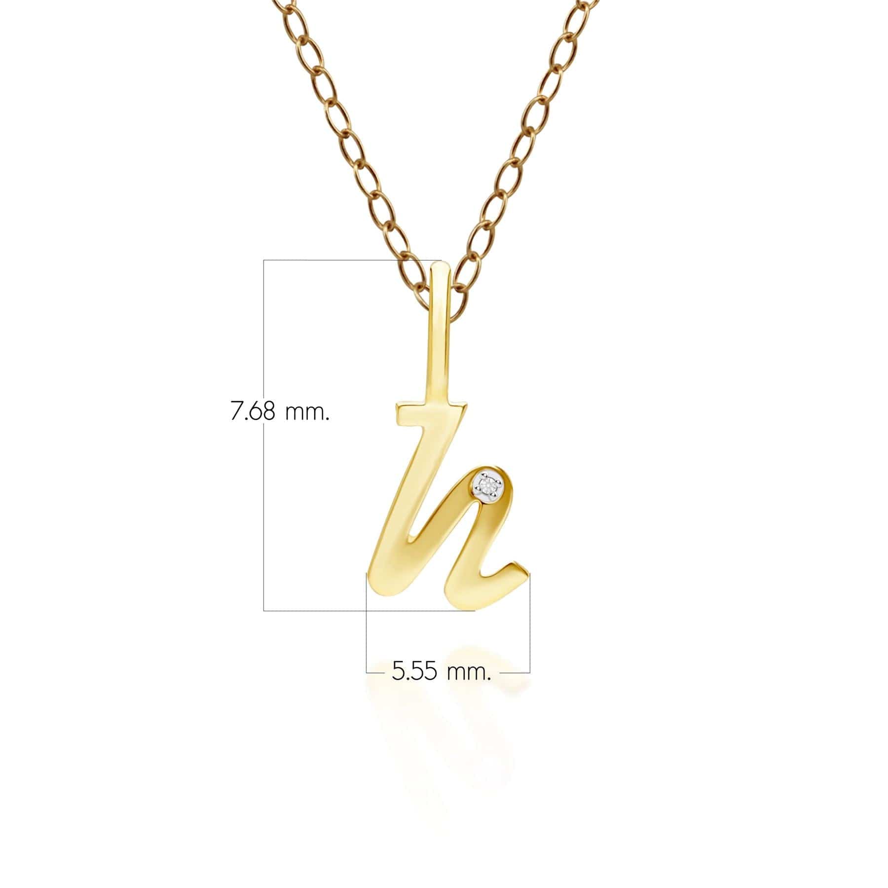 191P0779019 Alphabet Letter H Diamond pendant in 9ct Yellow Gold Dimensions