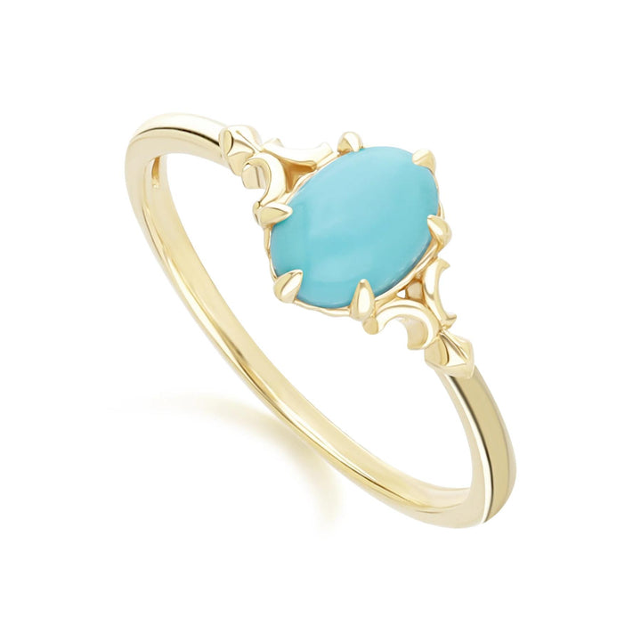 Classic Oval Turquoise Ring in 9ct Yellow Gold 7x5mm