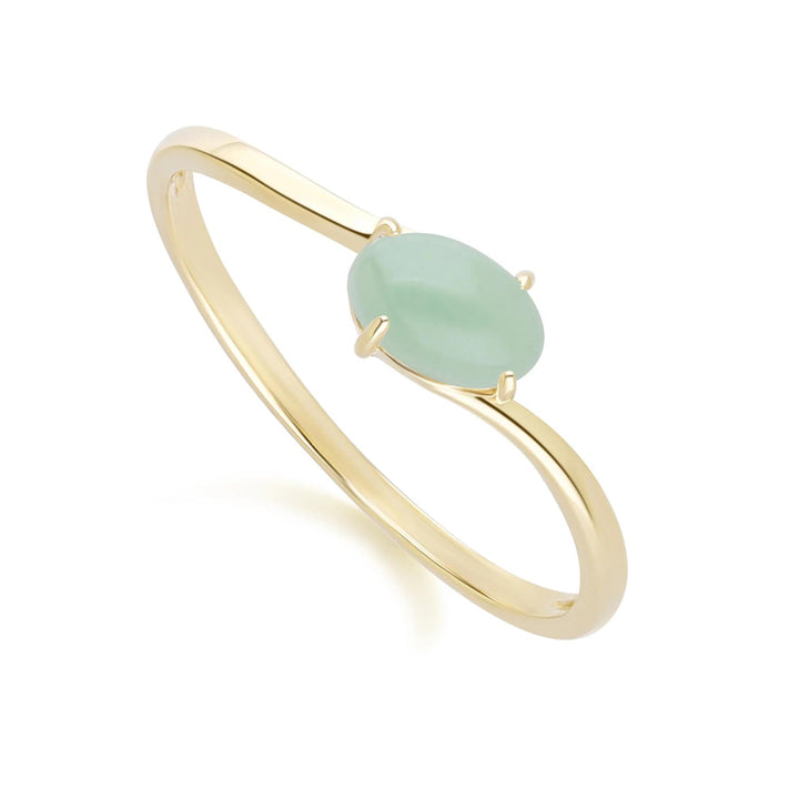 Classic Oval Jade Ring in 9ct Yellow Gold