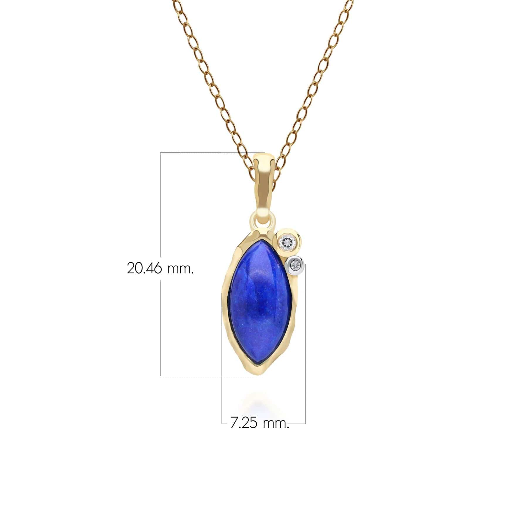 253P335201925 Irregular Marquise Lapis Lazuli & Topaz Pendant In 18ct Gold Plated Sterling Silver Dimensions