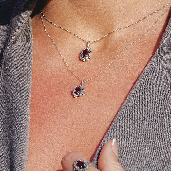 Art Deco Style Marquise Garnet & Marcasite Drop Earrings in Sterling Silver
