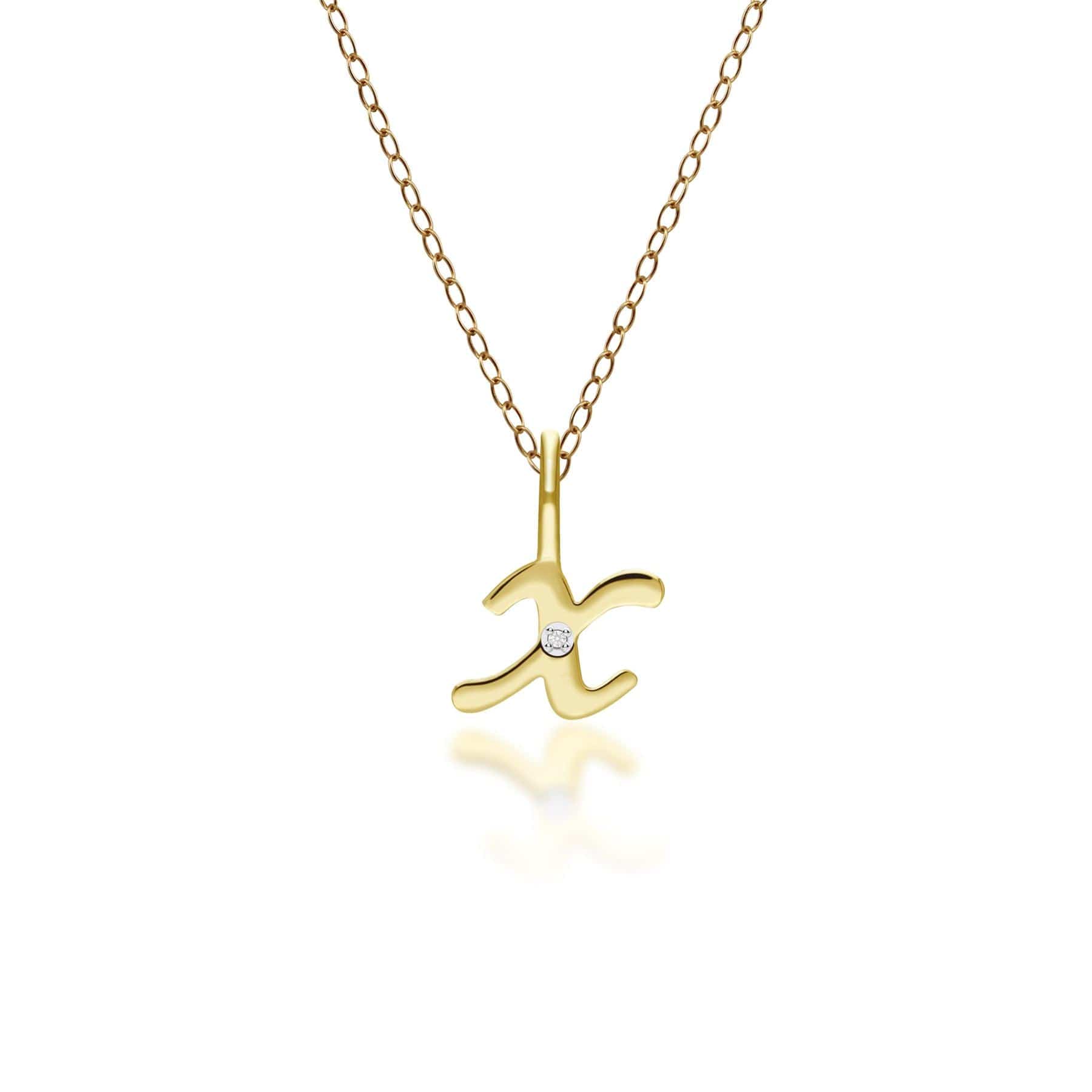 191P0794019 Alphabet Letter X Diamond pendant in 9ct Yellow Gold Front