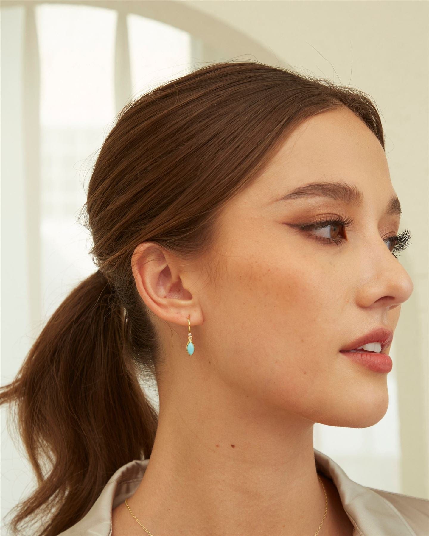 Irregular Marquise Lapis Lazuli & Topaz Drop Earrings In 18ct Gold Plated Sterling Silver