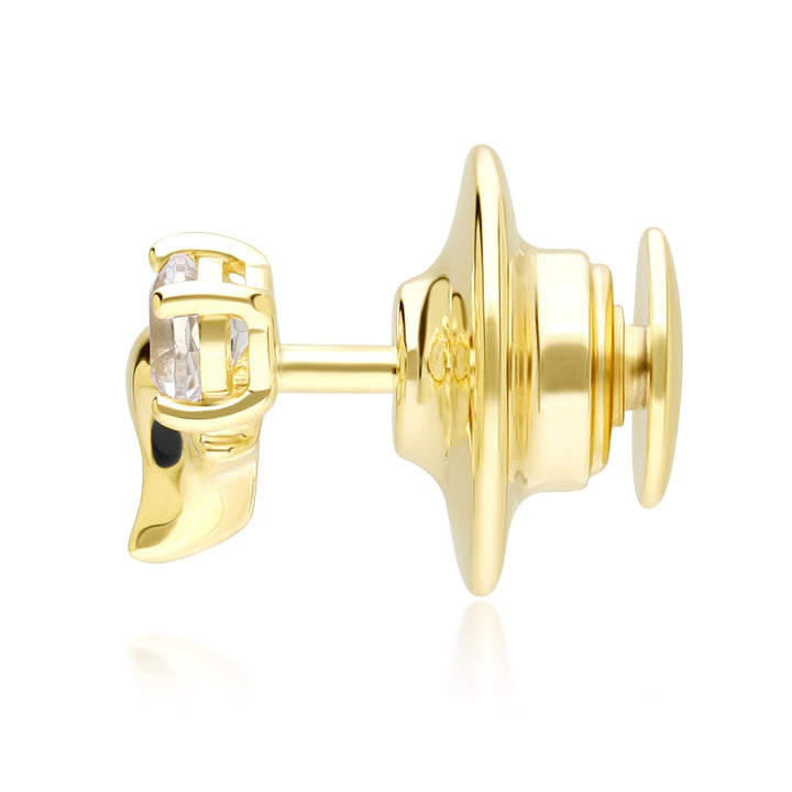 Gardenia White Topaz Fox Pin In 9ct Yellow Gold