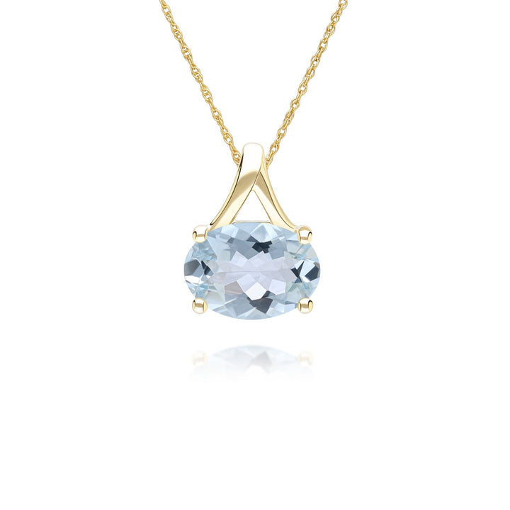 Classic Oval Aquamarine Pendant Necklace in 9ct Yellow Gold 7x5mm