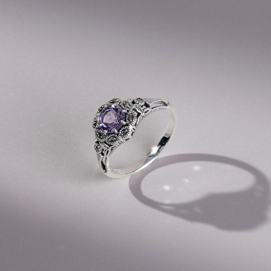 art-nouveau-style-round-amethyst-marcasite-floral-ring-in-sterling-silver-214r524702925 side