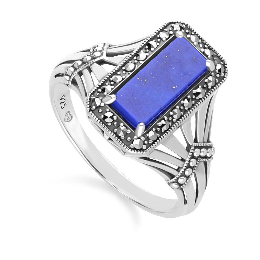 Art Deco Style Diamond Lapis Lazuli & Marcasite Drop Earrings In 925 Sterling Silver 214e823202925 Art Deco Style Diamond Lapis Lazuli & Marcasite Drop Earrings In 925 Sterling Silver 214e823202925