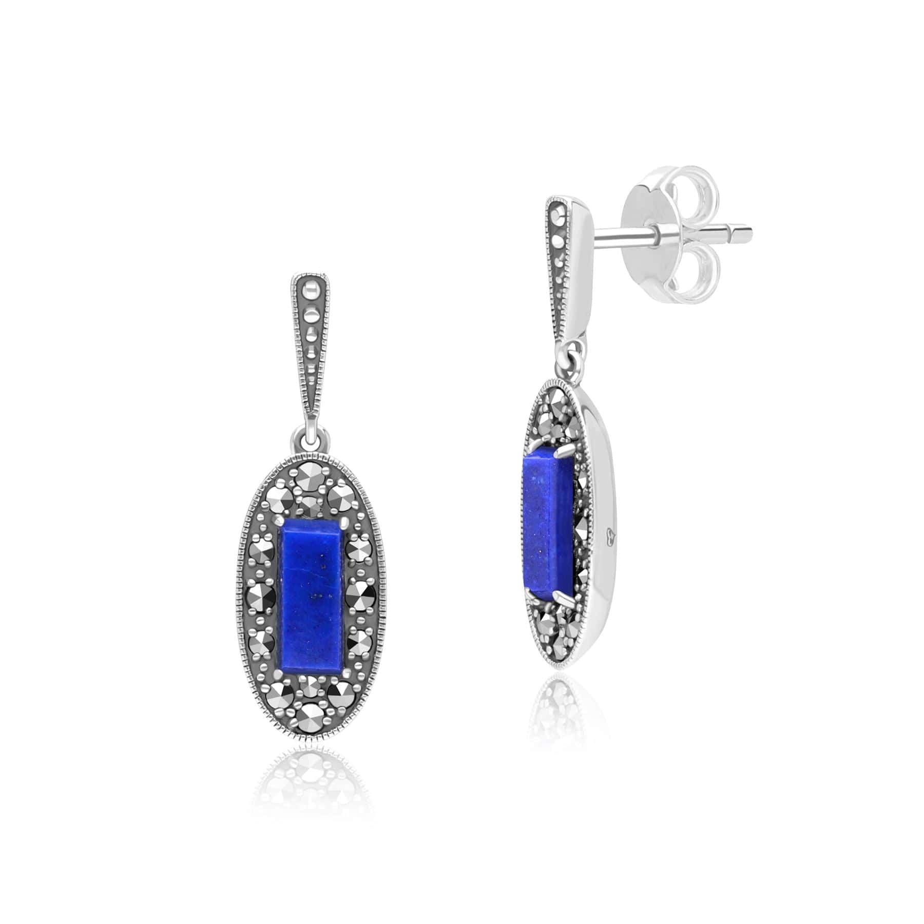 Set Collana E Orecchini Gemondo Argento Sterling Art Deco Con Marcasite Set Collana E Orecchini Gemondo Argento Sterling Art Deco Con Marcasite