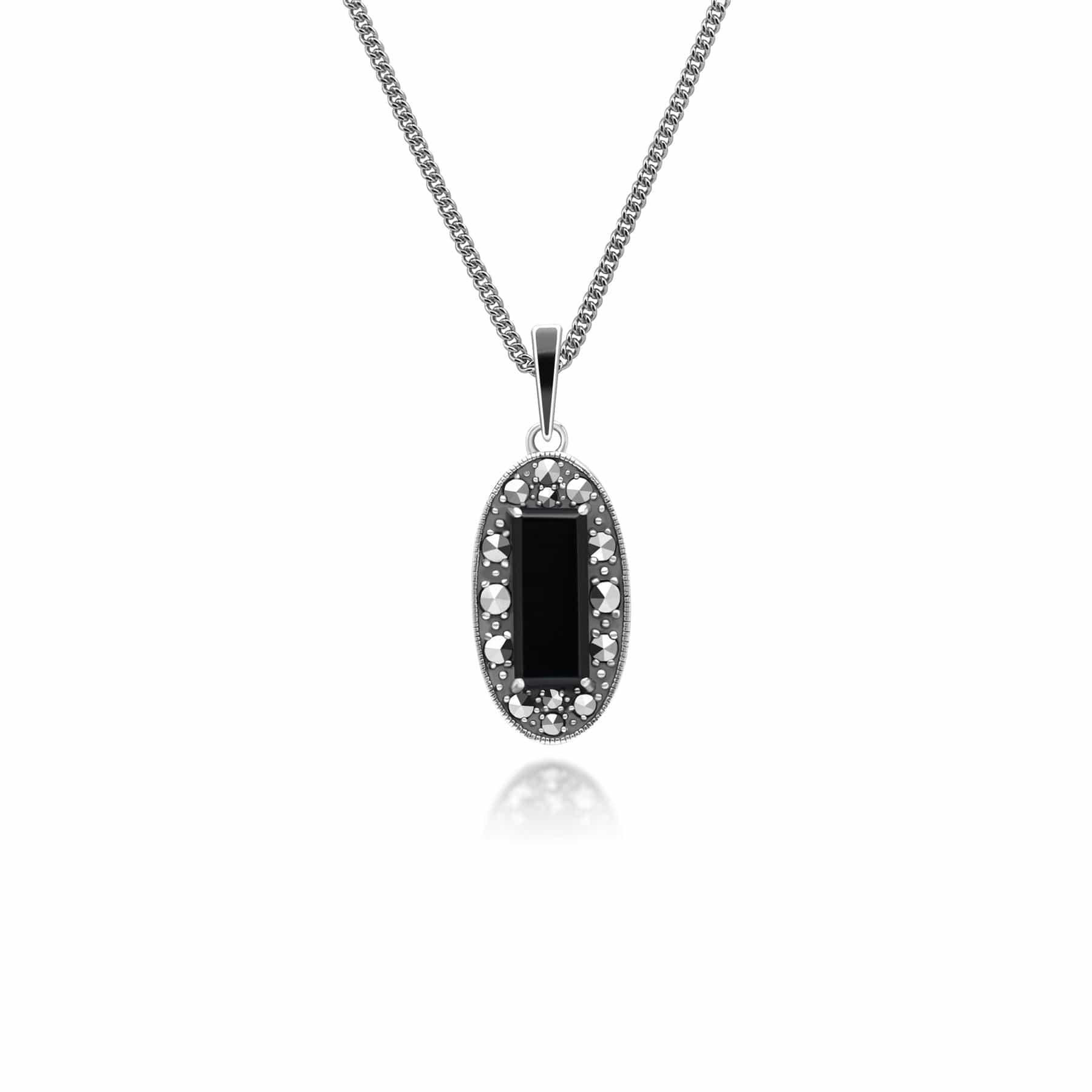 Black onyx sterling silver necklace discount