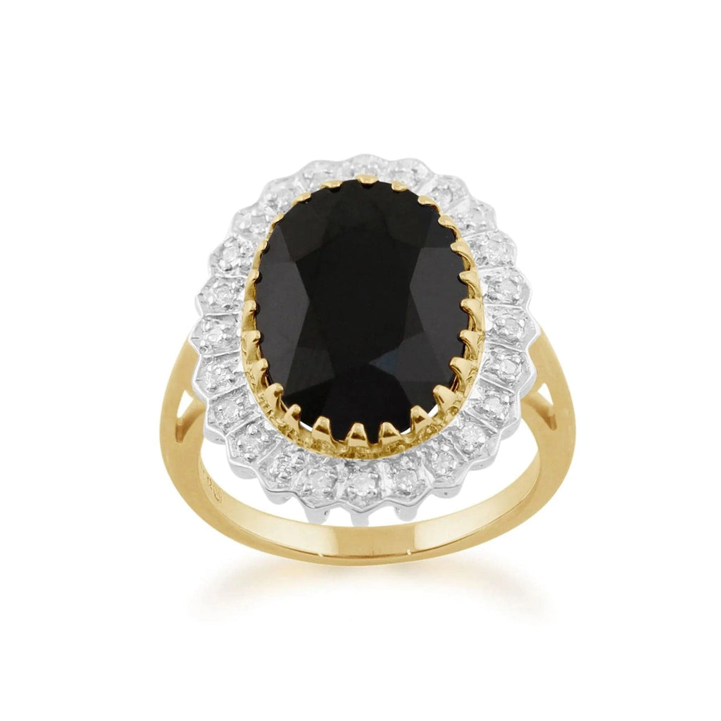 Classic Dark Sapphire & Diamonds Luxe Ring 9ct