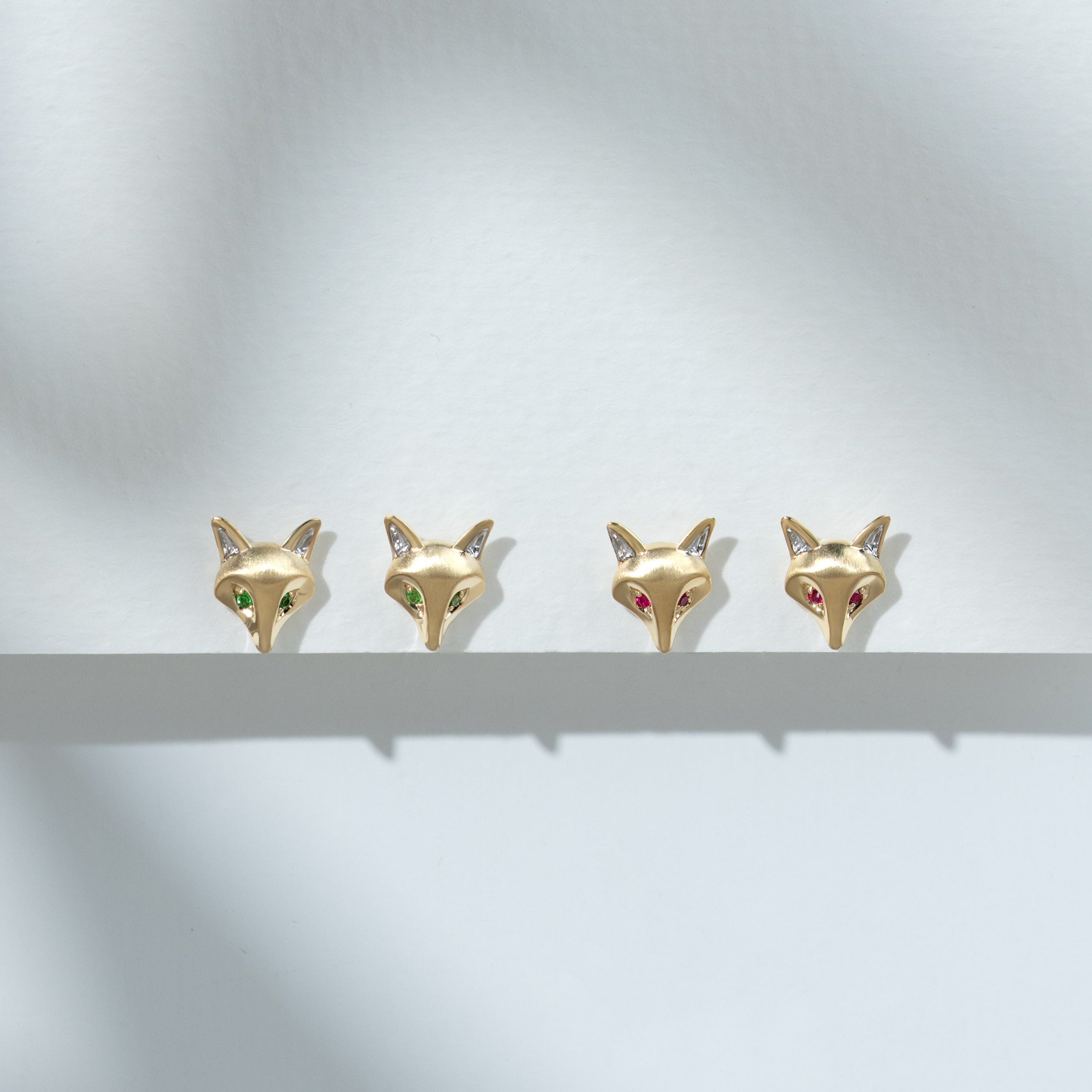 Gardenia Ruby Fox Earrings In 9ct Yellow Gold
