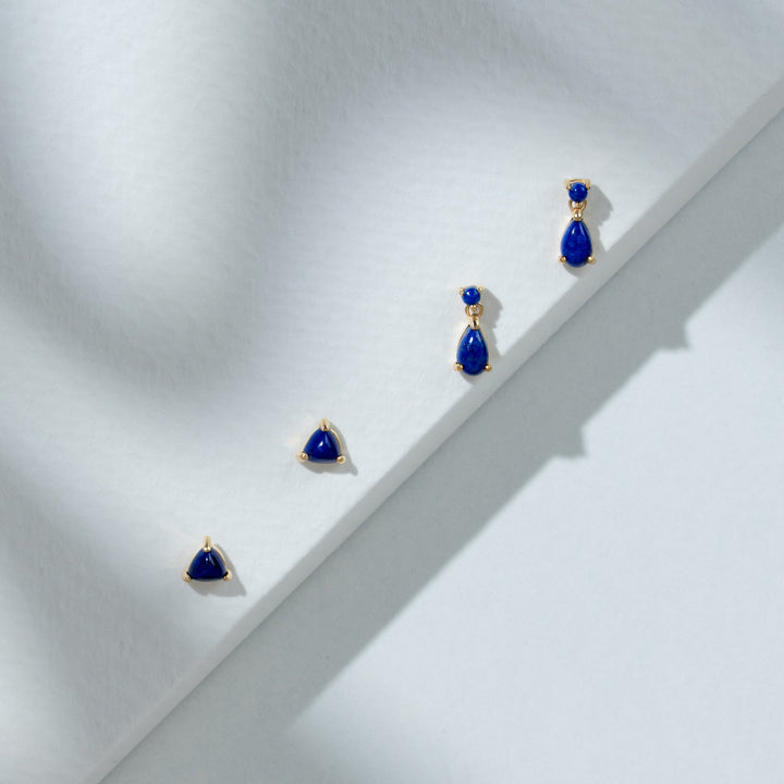 Classic Pear Lapis Lazuli Drop Earrings in 9ct Yellow Gold