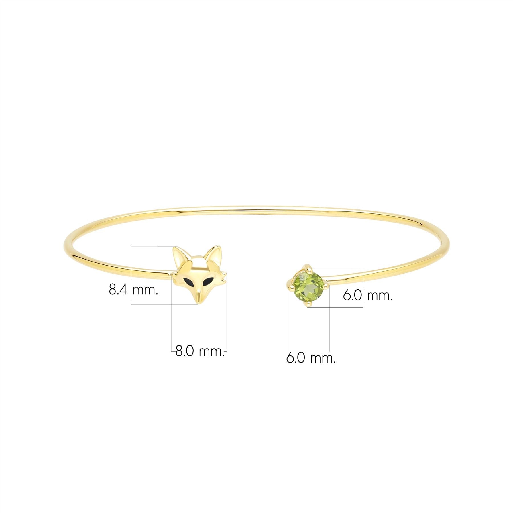Gardenia Peridot Fox Bangle In 9ct Yellow Gold 135B0050039 dimensions
