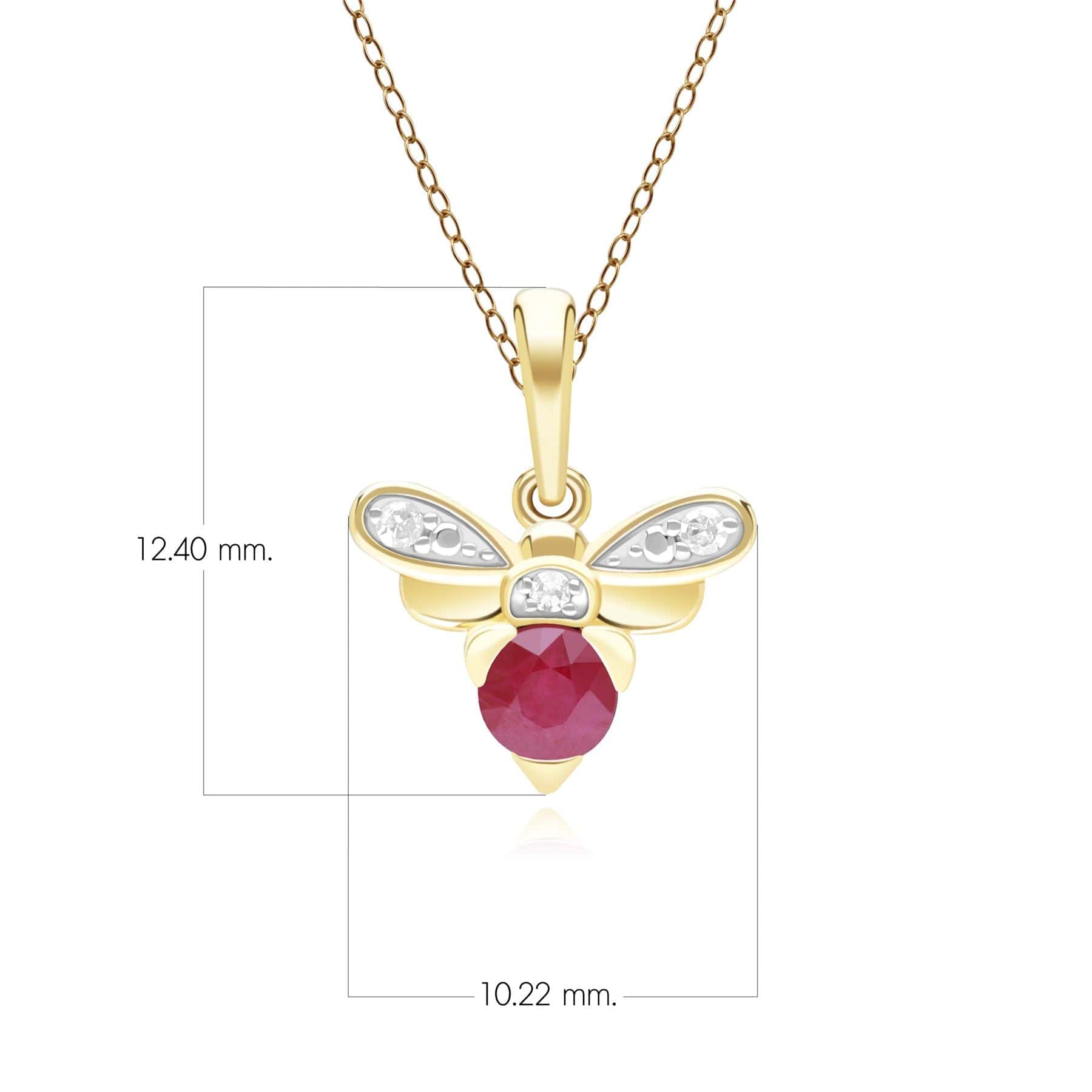 Honeycomb Inspired Ruby and Diamond Bee Pendant Necklace in 9ct Yellow GoldDimensions  135P2123019