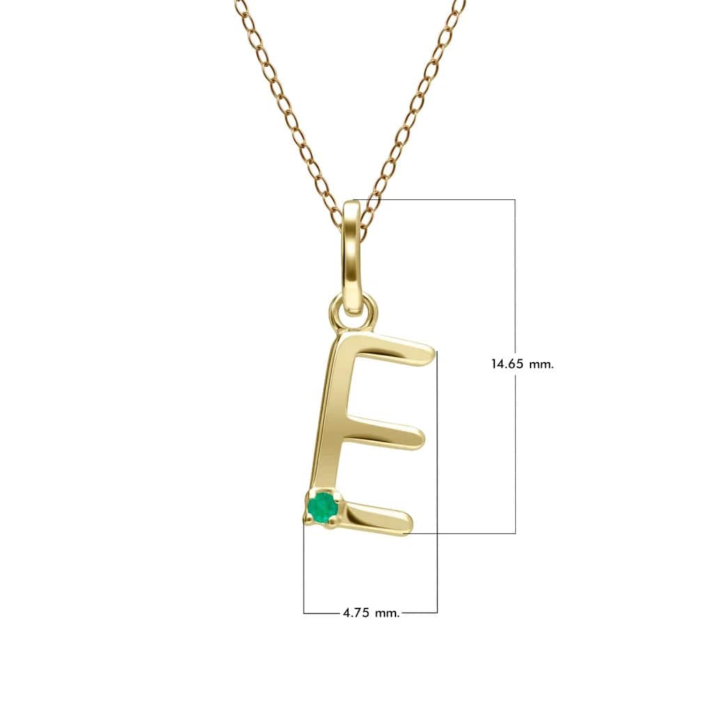 Initial Emerald Letter Necklace In 9ct Yellow Gold