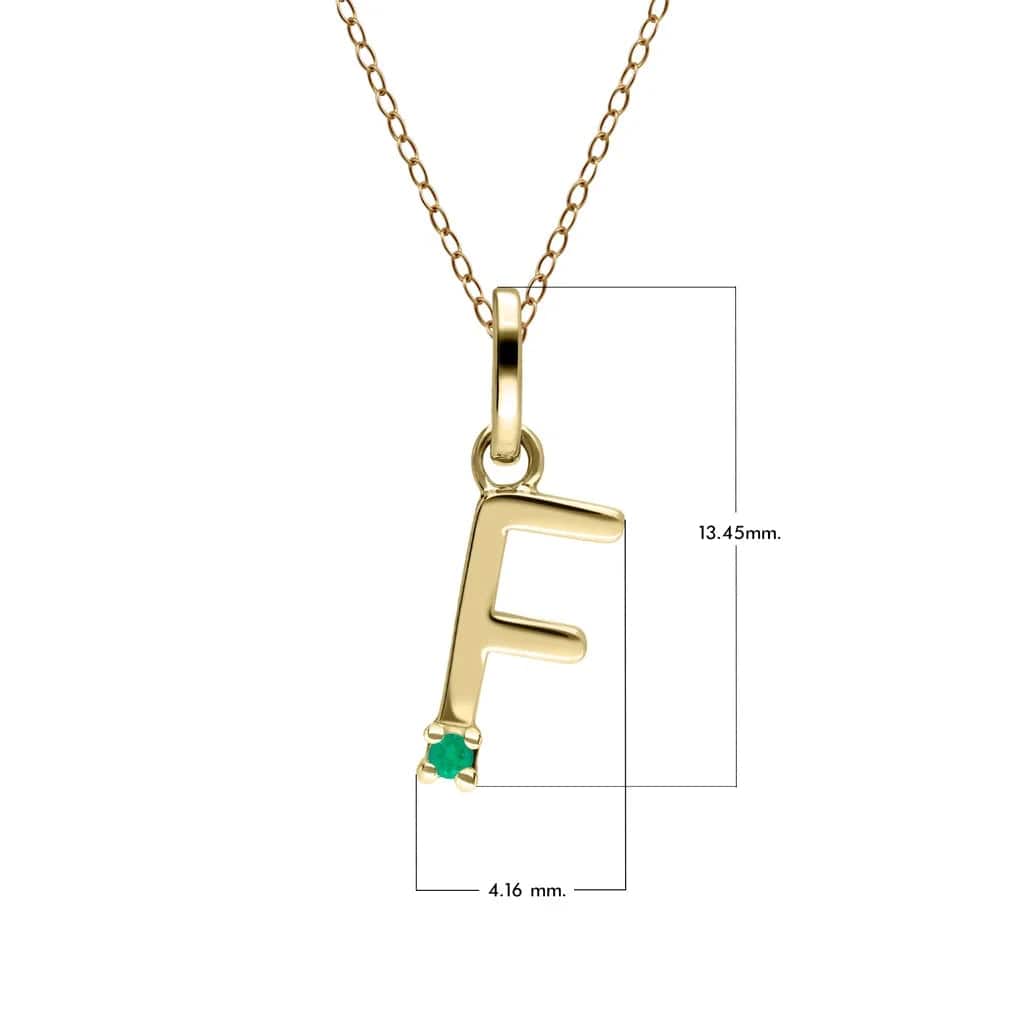 Initial Emerald Letter Necklace In 9ct Yellow Gold