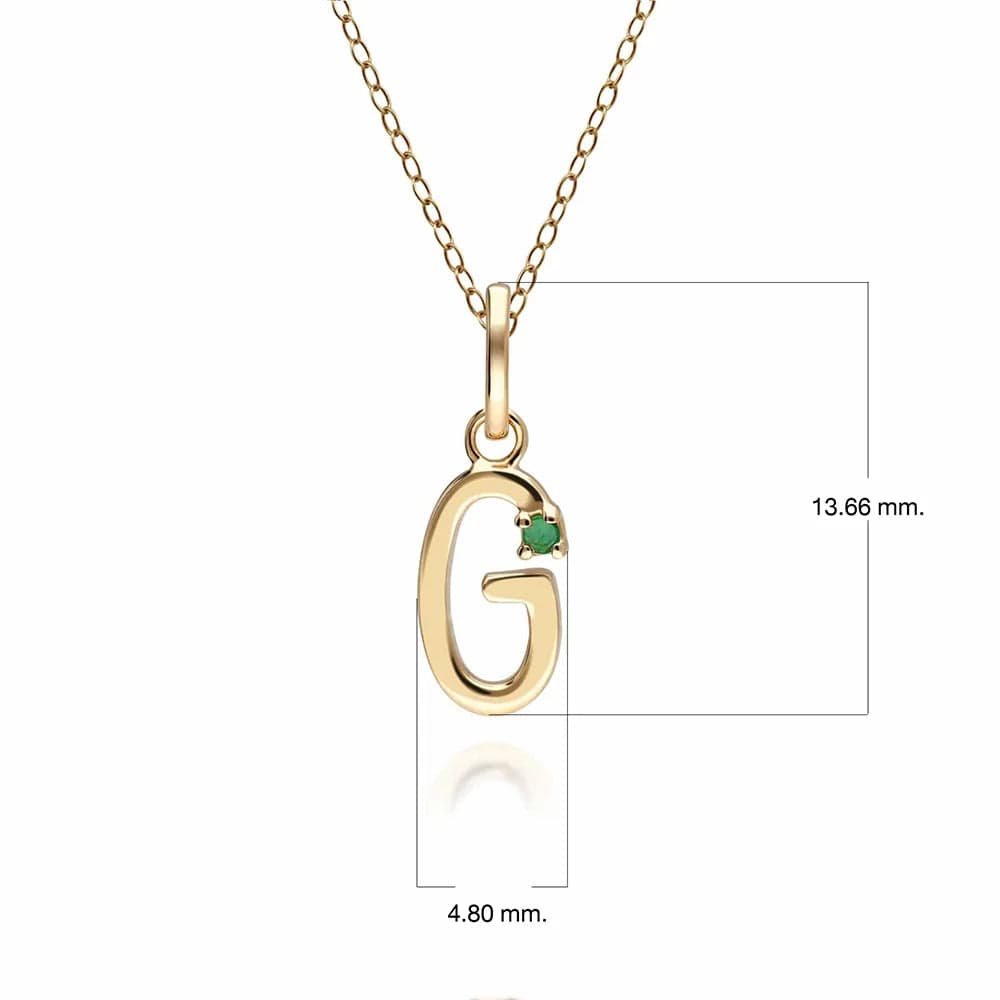 Initial Emerald Letter Necklace In 9ct Yellow Gold