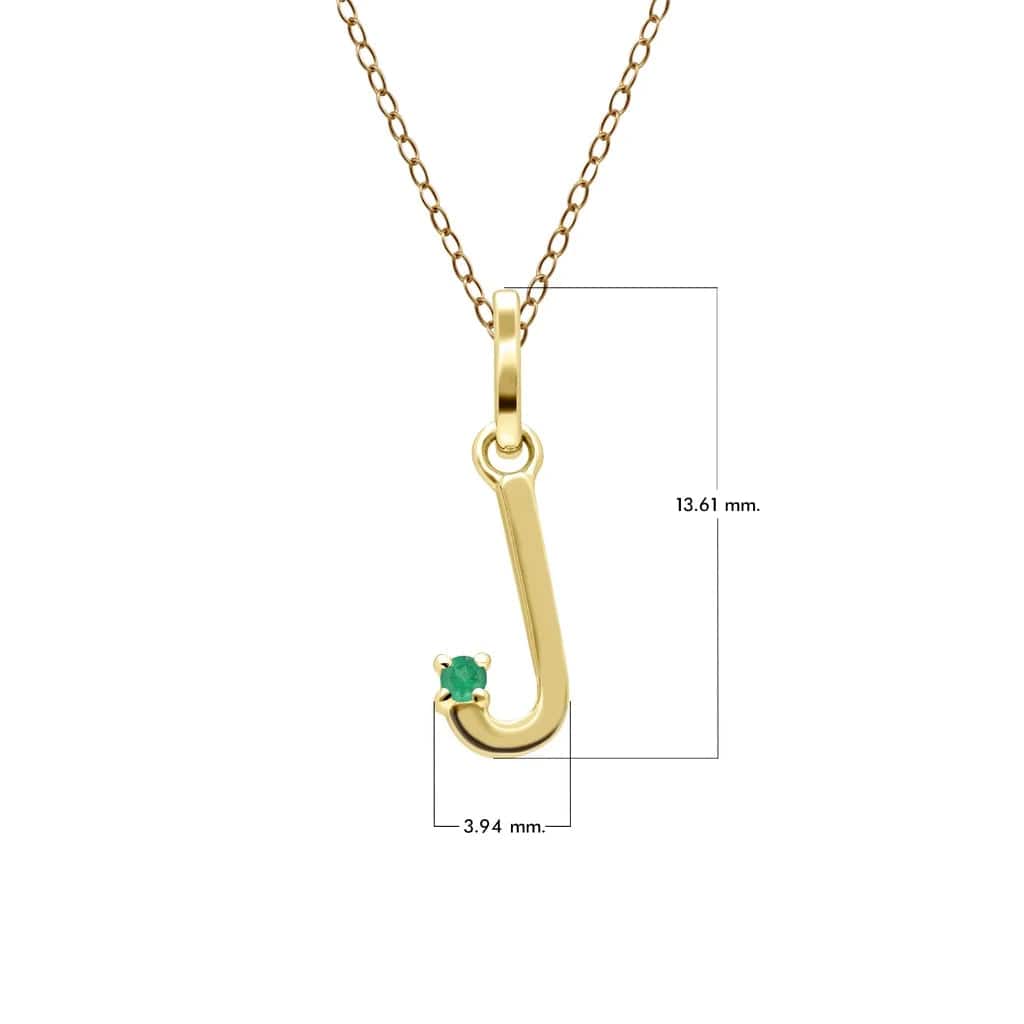 Initial Emerald Letter Necklace In 9ct Yellow Gold