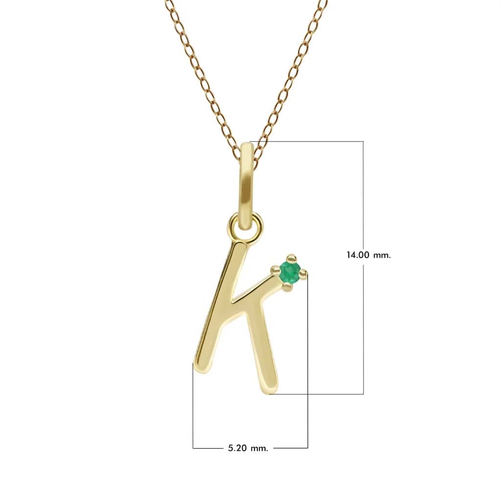 Initial Emerald Letter Necklace In 9ct Yellow Gold