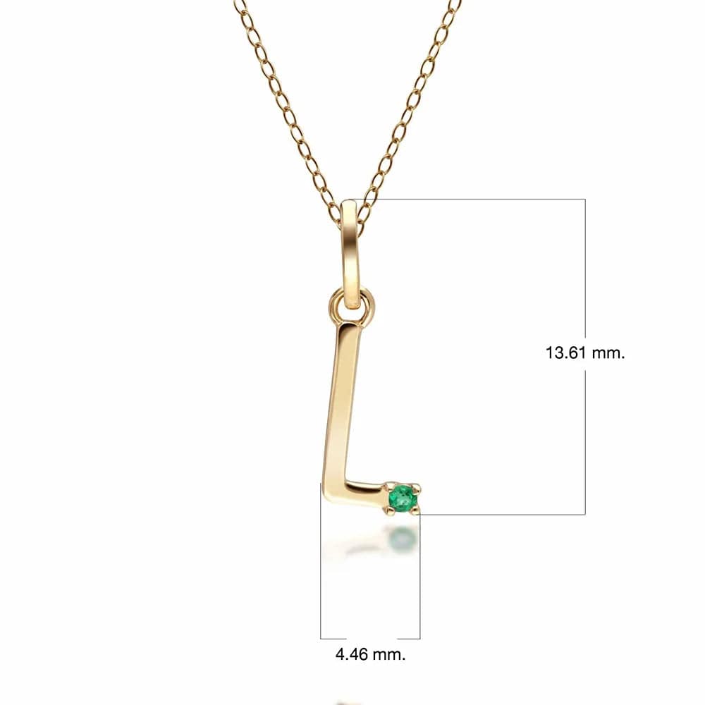 Initial Emerald Letter Necklace In 9ct Yellow Gold