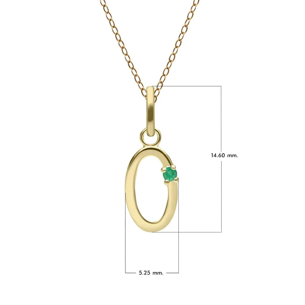 Initial Emerald Letter Necklace In 9ct Yellow Gold