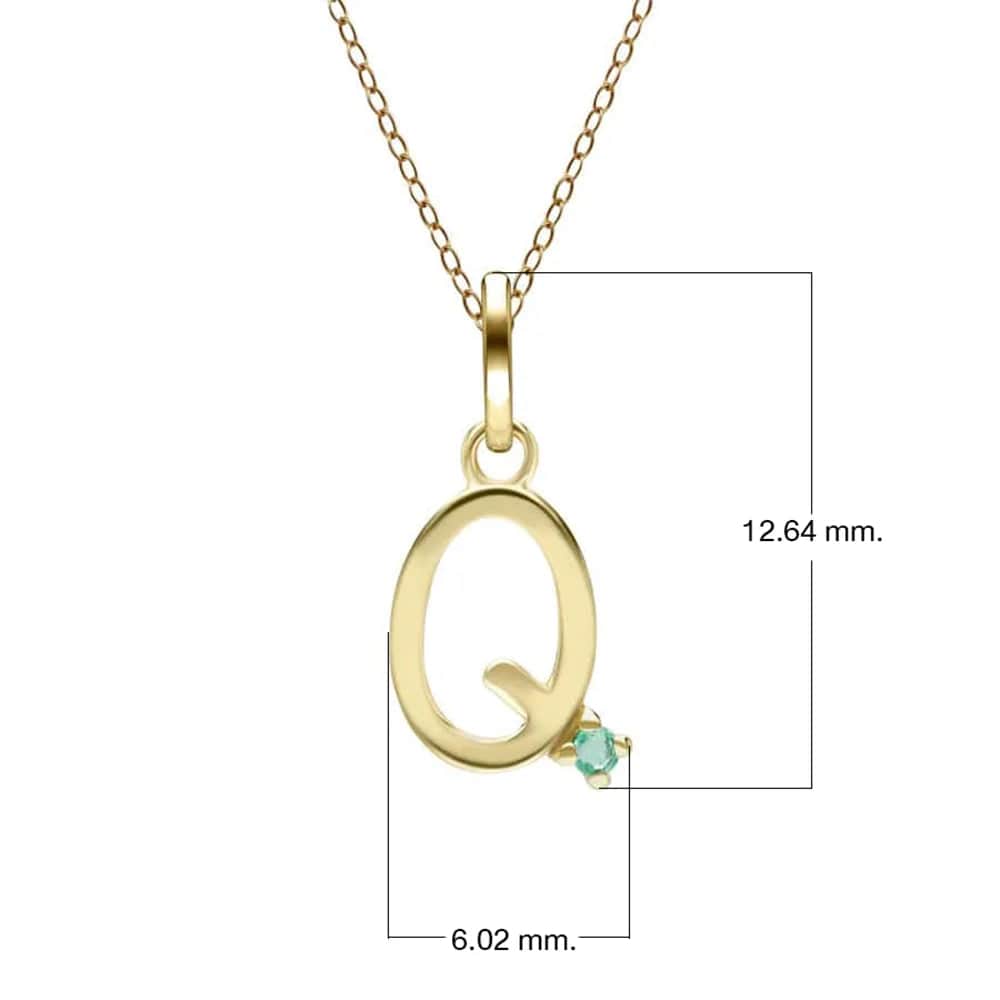 Initial Emerald Letter Necklace In 9ct Yellow Gold